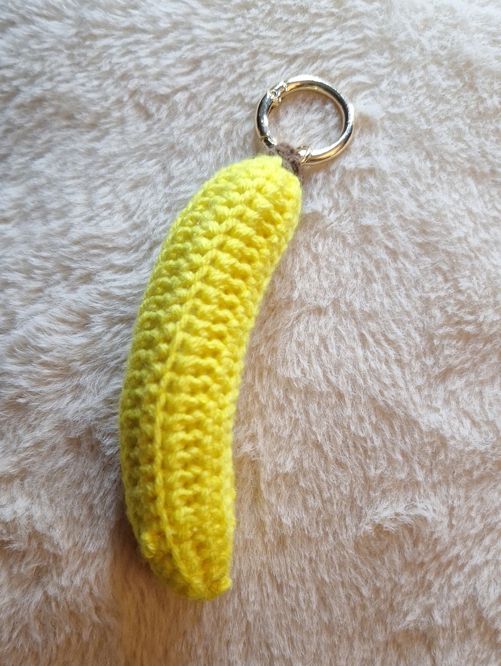 Handmade Crocheted Banana Keychain - Bright Yellow